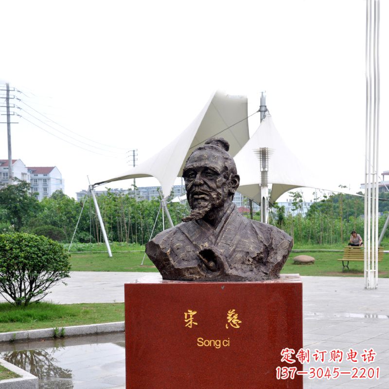 潍坊宋慈铸铜头像雕塑-古代十大名医园林广场人物雕塑