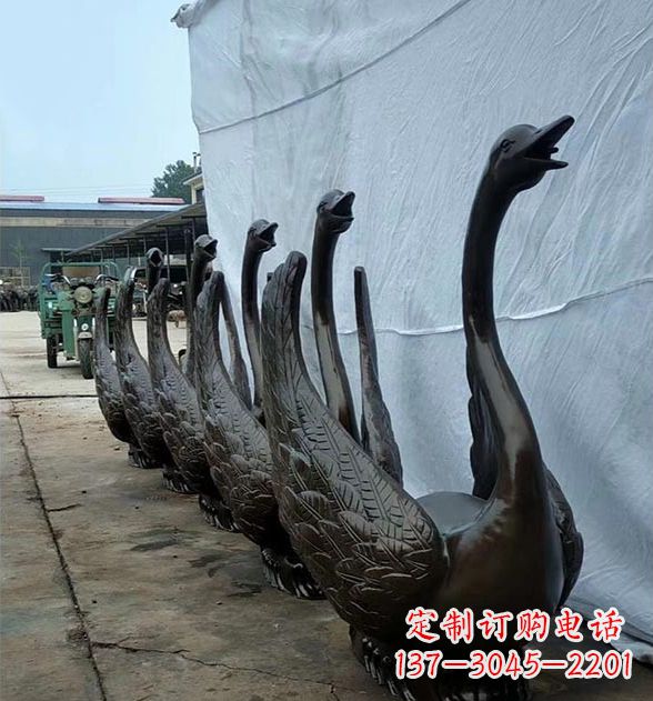 潍坊天鹅喷泉铜雕，园林喷泉水景流水组件
