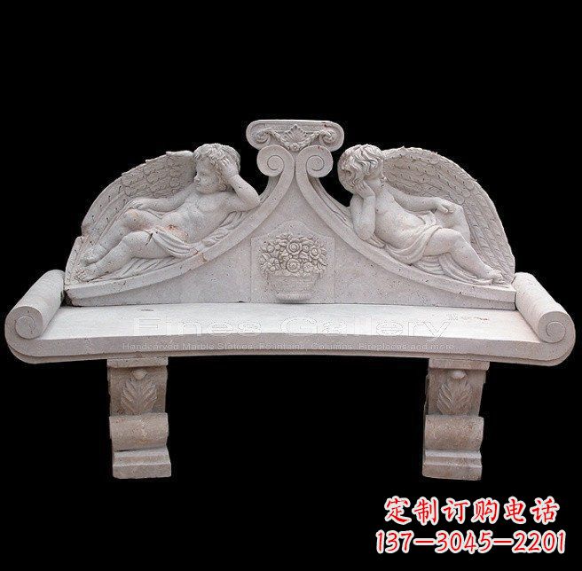潍坊天使石雕座椅公园景观雕塑