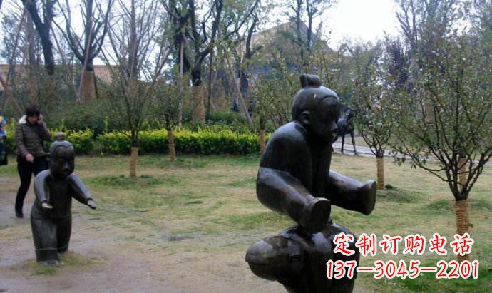 潍坊跳山羊公园人物铜雕