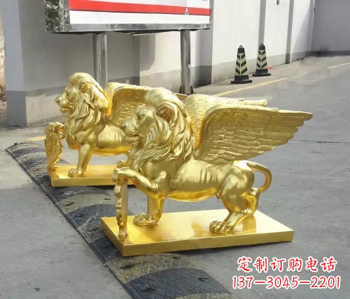 潍坊贴金圣马可飞狮铜雕