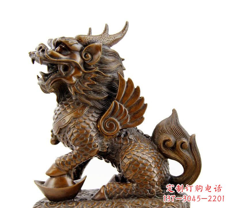 潍坊铜雕踩元宝麒麟