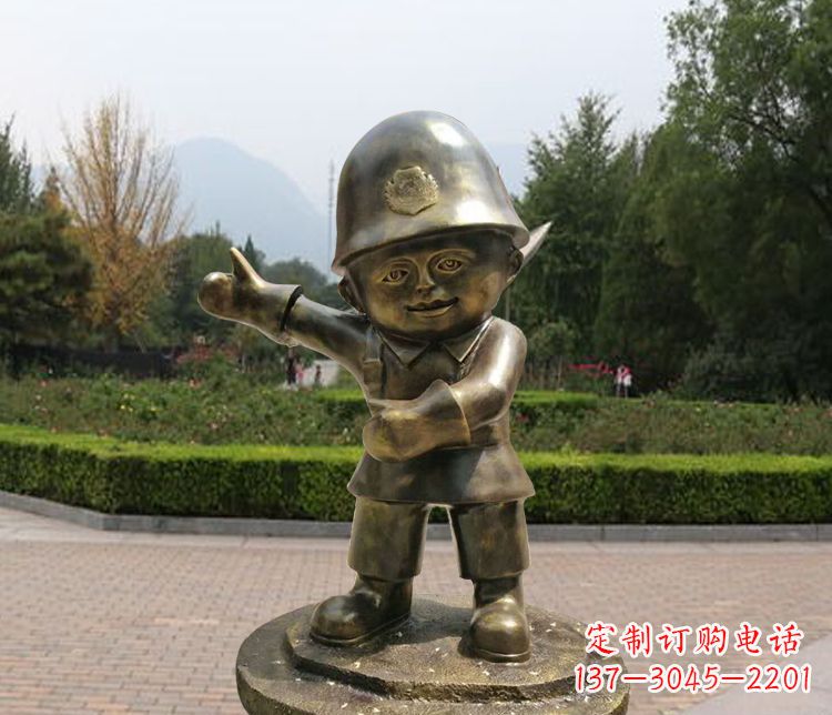 潍坊铜雕儿童交通警察