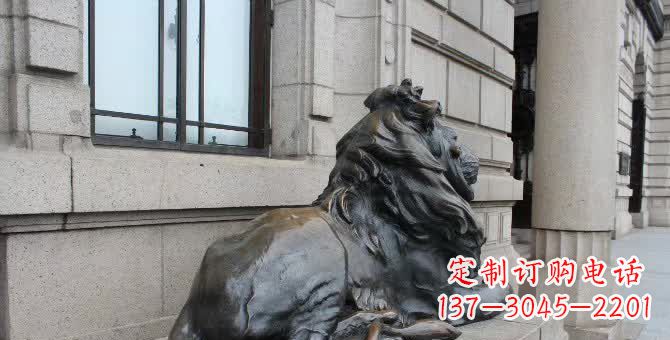 潍坊铜雕汇丰卧姿狮子
