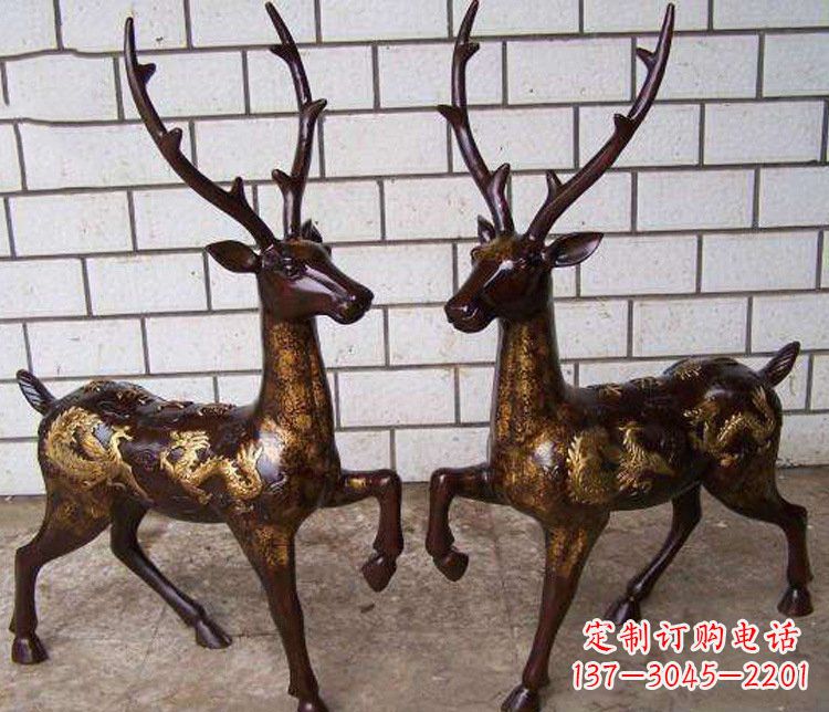 潍坊铜雕吉祥复古梅花鹿雕塑摆件