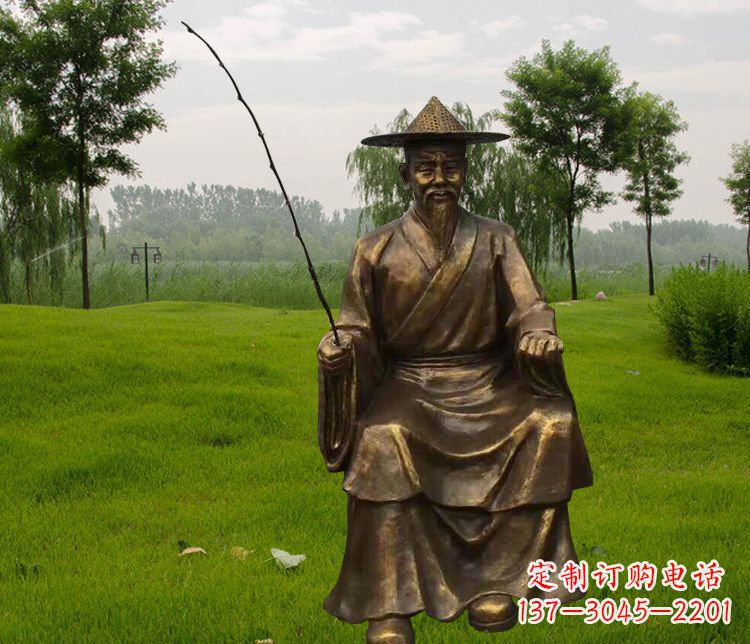 潍坊铜雕姜太公钓鱼