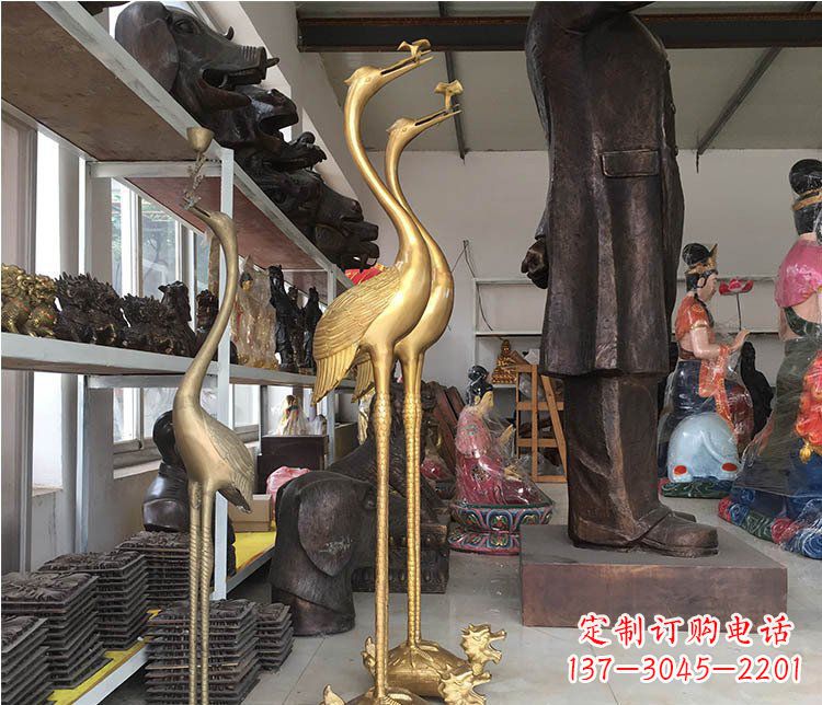 潍坊铜雕金属仙鹤动物雕塑