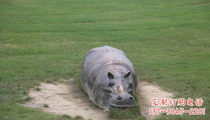 潍坊铜雕趴着的河马