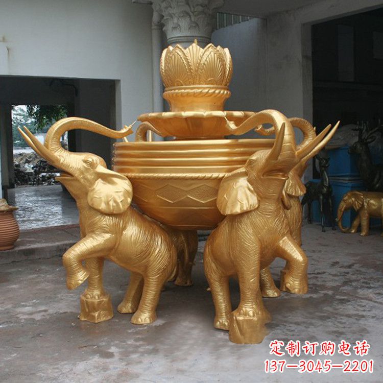 潍坊铜雕喷水大象雕塑