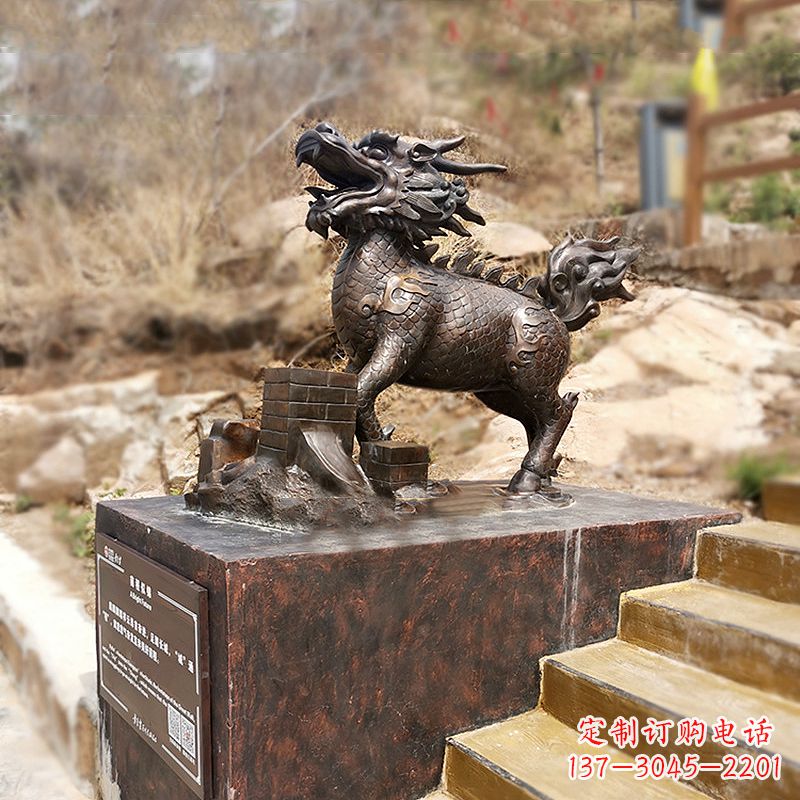 潍坊铜雕麒麟景观雕塑装饰品