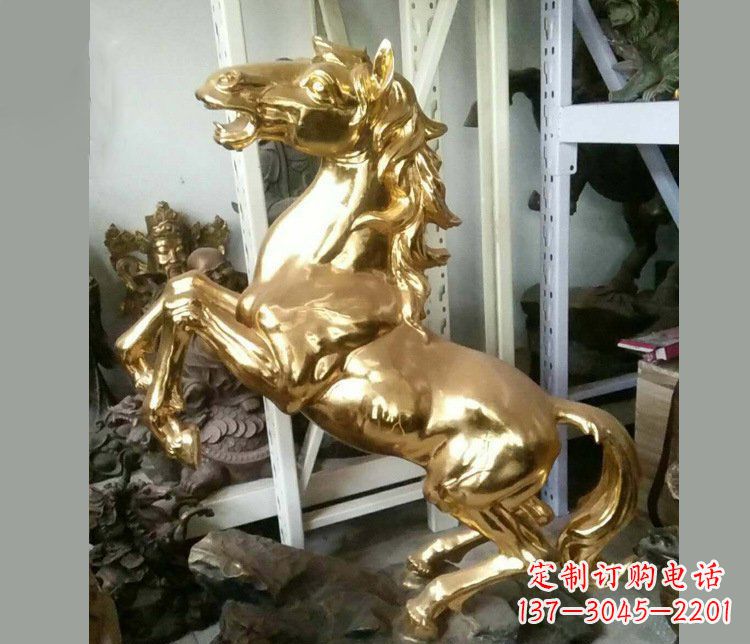 潍坊铜雕商场招财动物马雕塑 (2)