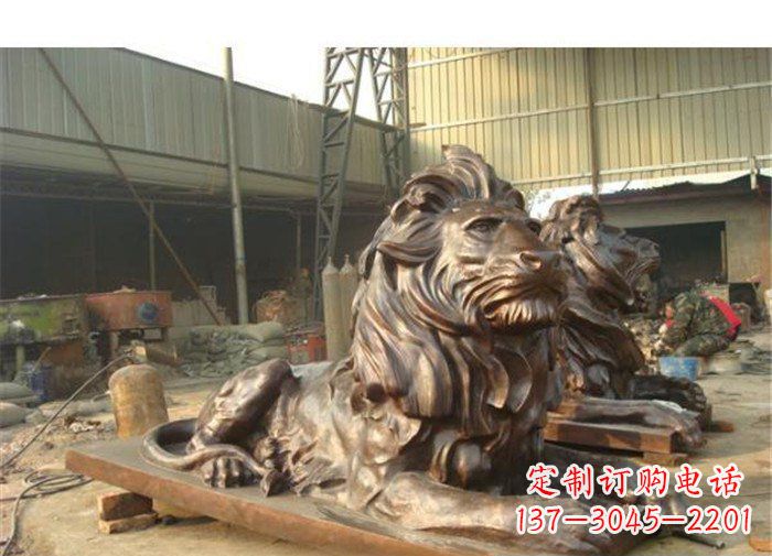 潍坊铜雕狮子公司门口雕塑