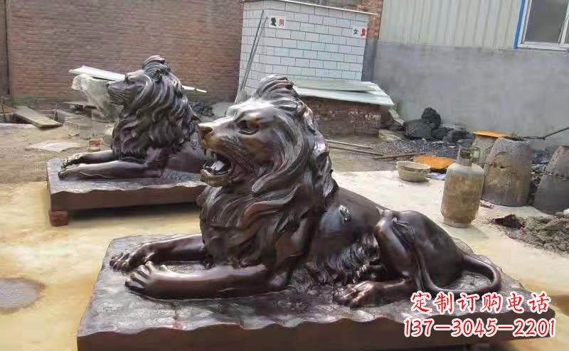 潍坊铜雕狮子户外摆件镇宅动物雕塑