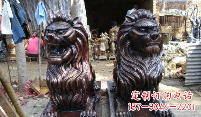 潍坊铜雕狮子公司门口雕塑 (2)
