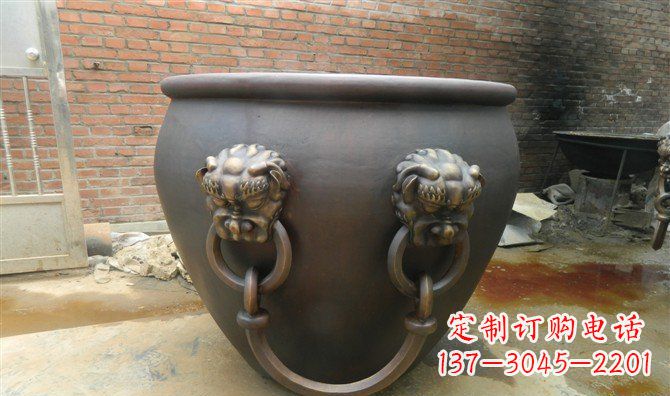 潍坊铜雕水缸寺庙景观雕塑_2