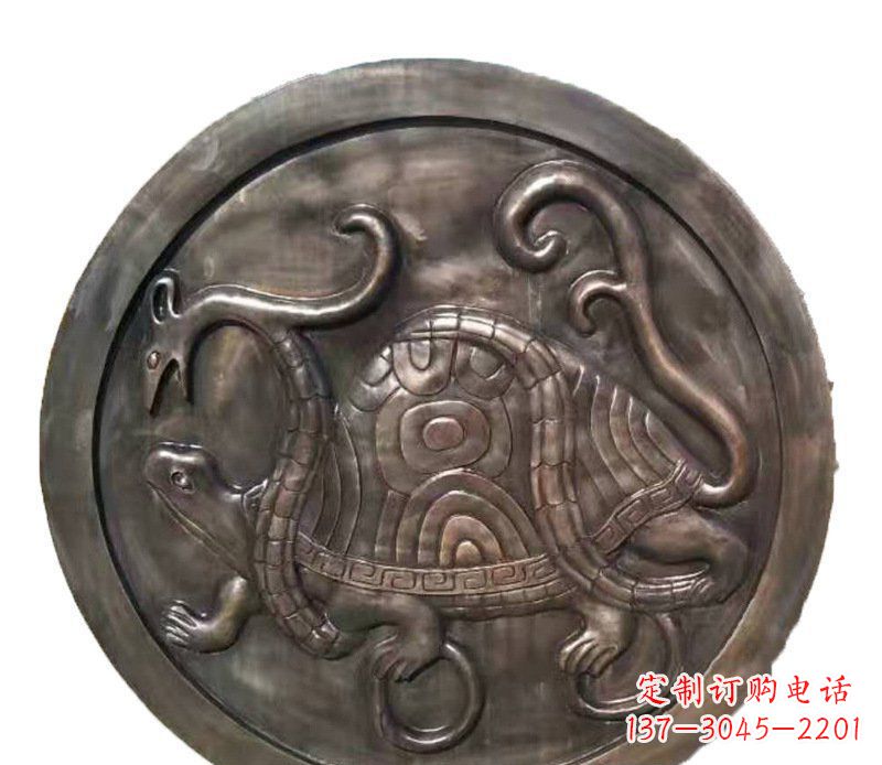 潍坊铜雕乌龟与蛇壁画摆件