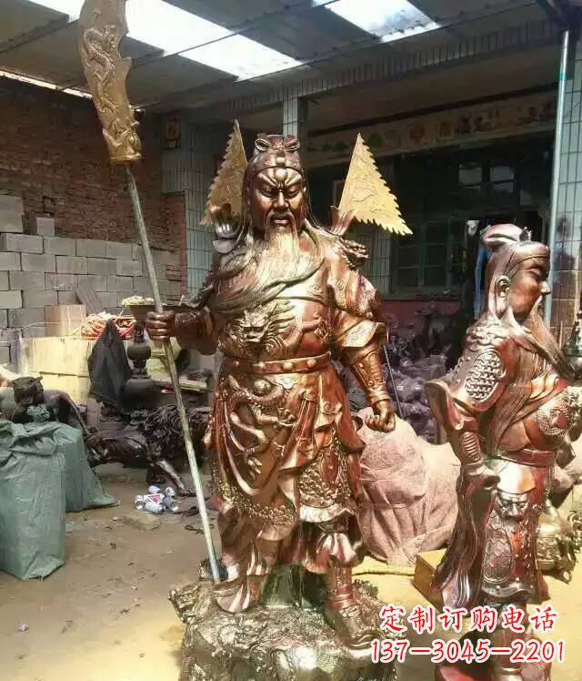 潍坊铜雕武财神持刀关公雕塑