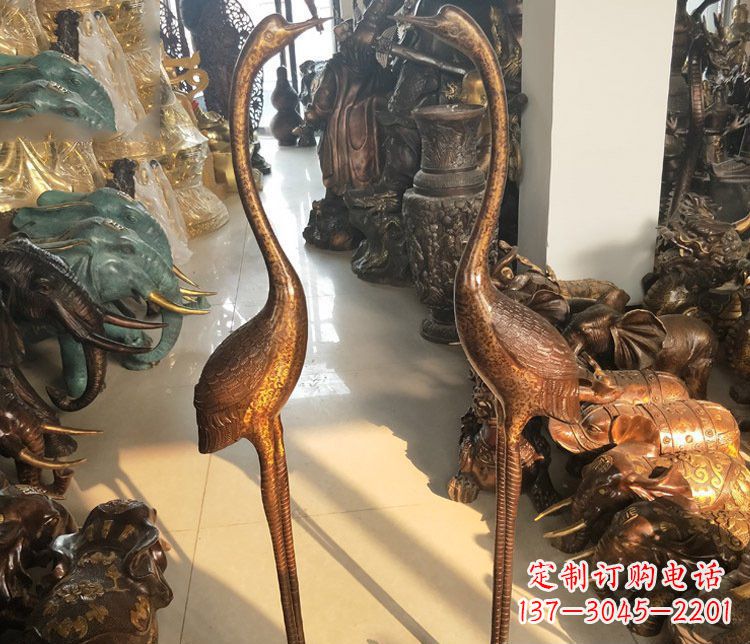 潍坊铜雕仙鹤踩龟雕塑摆件