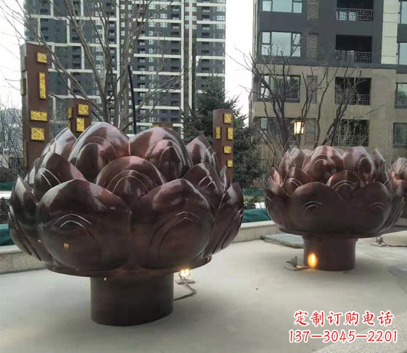 潍坊铜雕小区景观荷花