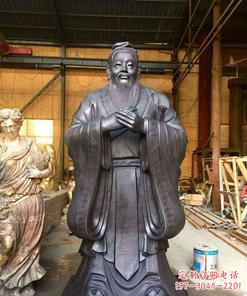 潍坊铜雕校园孔子人像雕塑