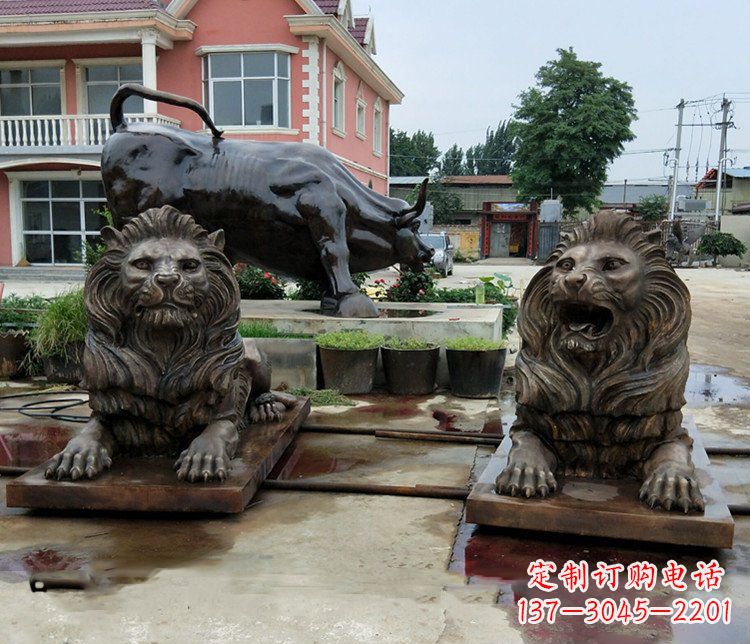 潍坊铜雕银行门口狮子雕塑摆件