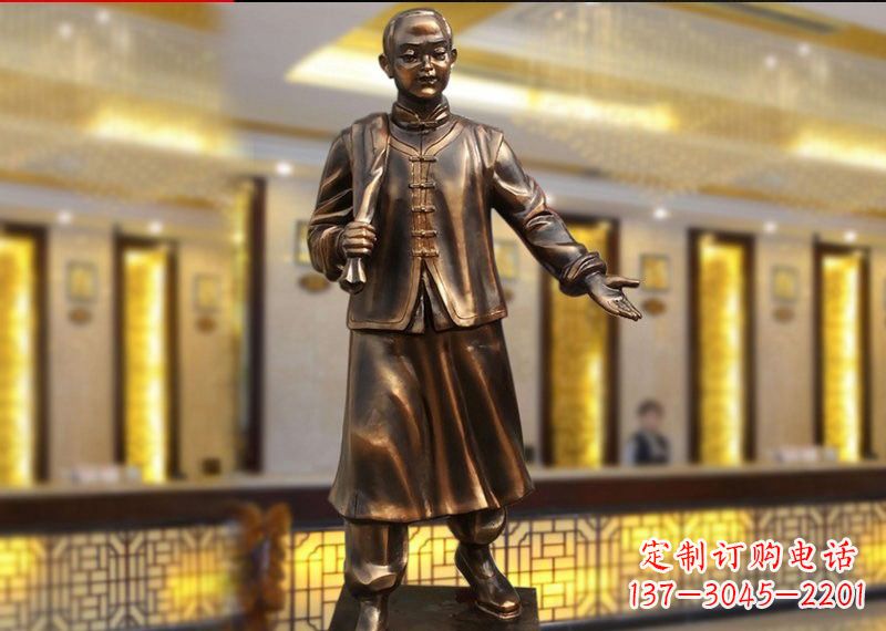 潍坊铜雕迎宾人物店小二
