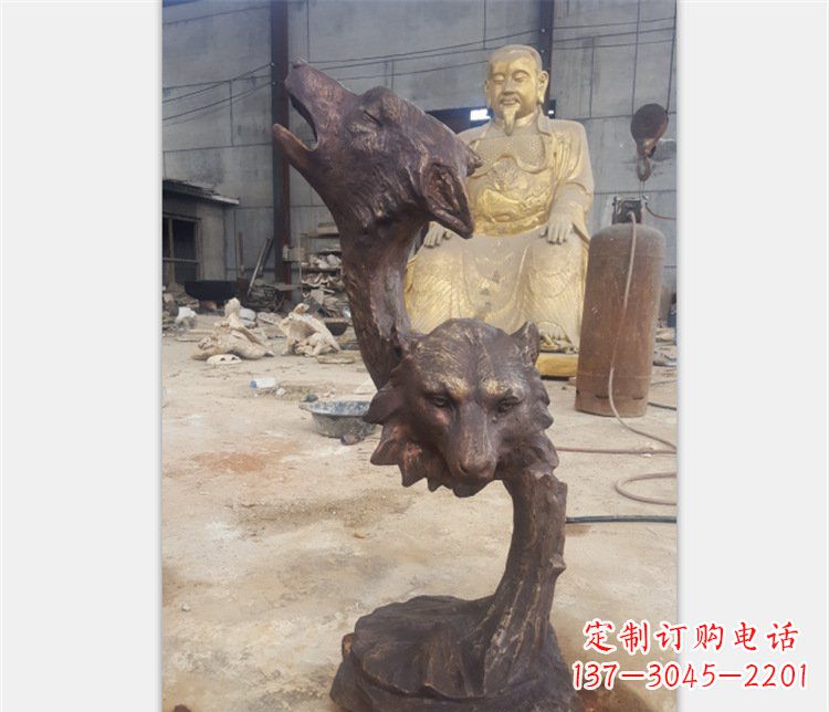 潍坊铜雕园林金钱豹动物雕塑