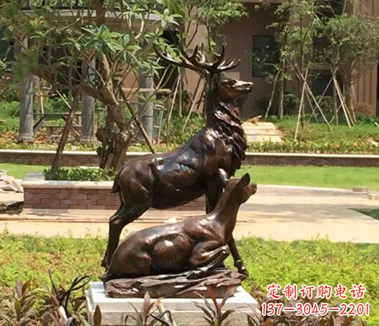 潍坊铜雕园林梅花鹿雕塑摆件