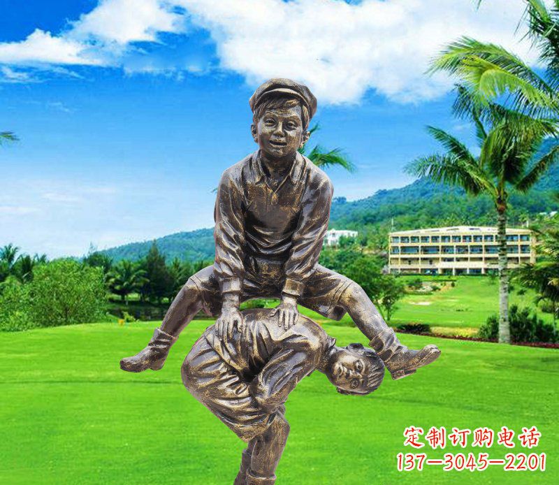 潍坊铜雕园林玩游戏儿童雕塑