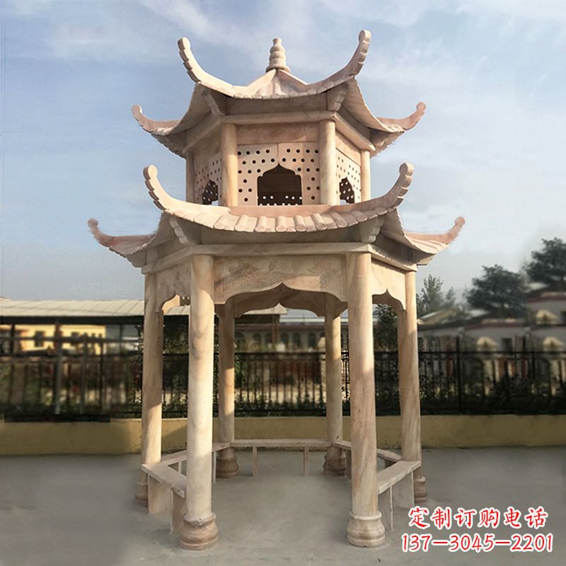 潍坊晚霞红大理石凉亭雕塑