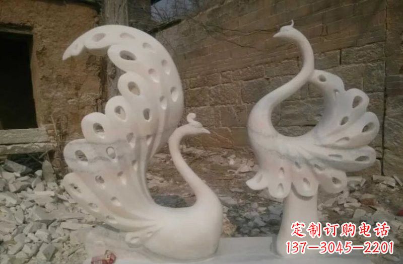 潍坊晚霞红抽象石雕孔雀