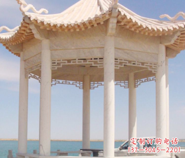潍坊晚霞红单层凉亭石雕