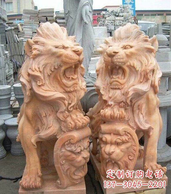 潍坊晚霞红盾牌欧式狮子