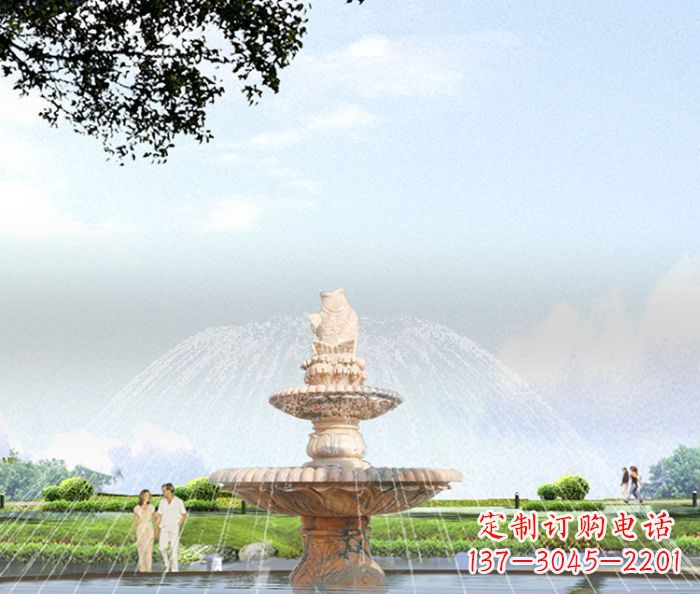 潍坊晚霞红多层大型石雕喷泉 (4)