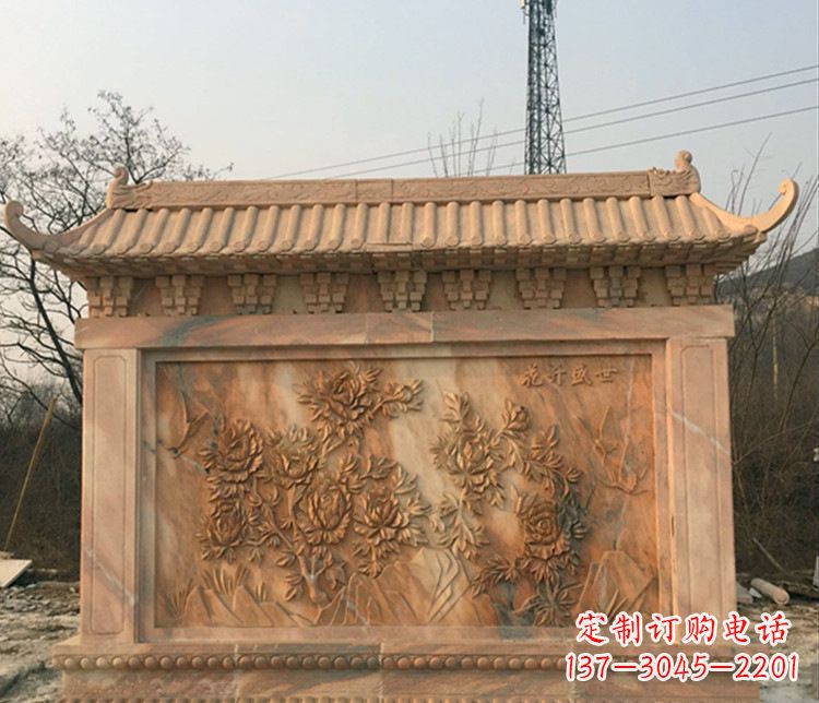 潍坊晚霞红公园影壁雕塑 