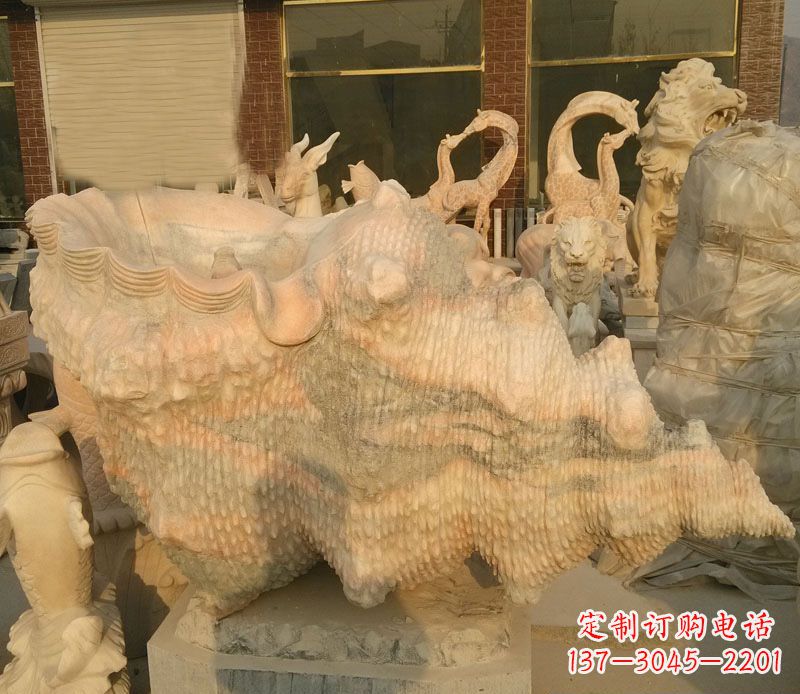 潍坊晚霞红海螺石雕