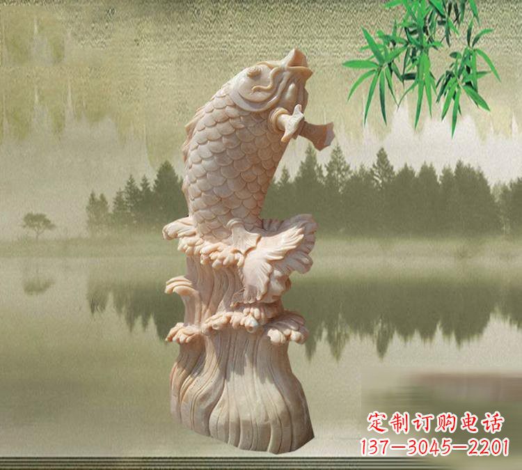潍坊晚霞红鲤鱼石雕