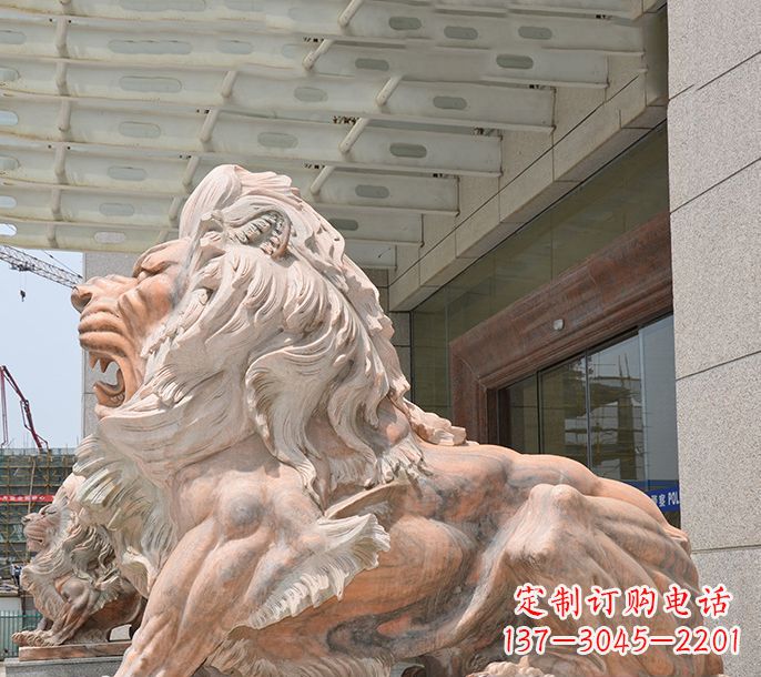 潍坊晚霞红欧式狮子石雕 (3)