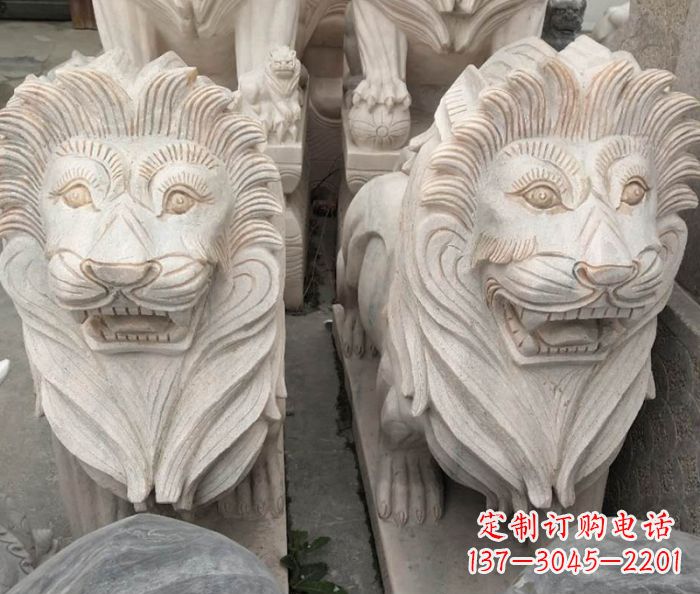 潍坊晚霞红欧式狮子石雕 (2)
