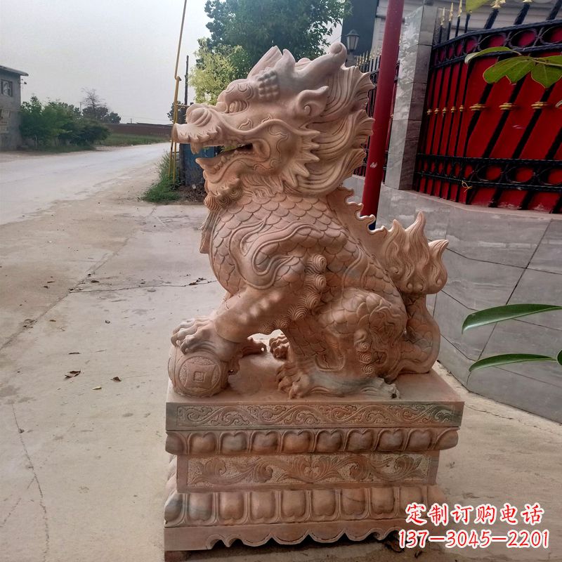 潍坊晚霞红麒麟石雕