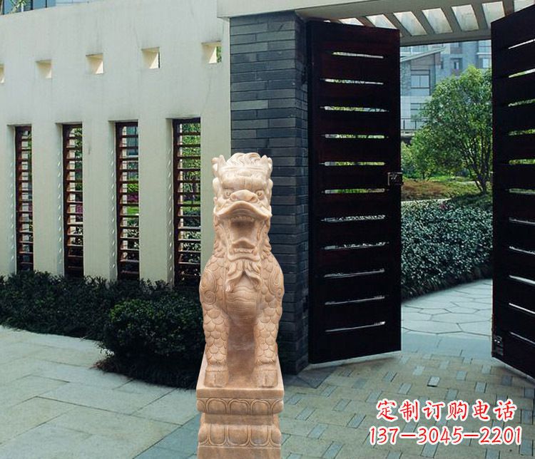 潍坊晚霞红瑞兽麒麟雕塑
