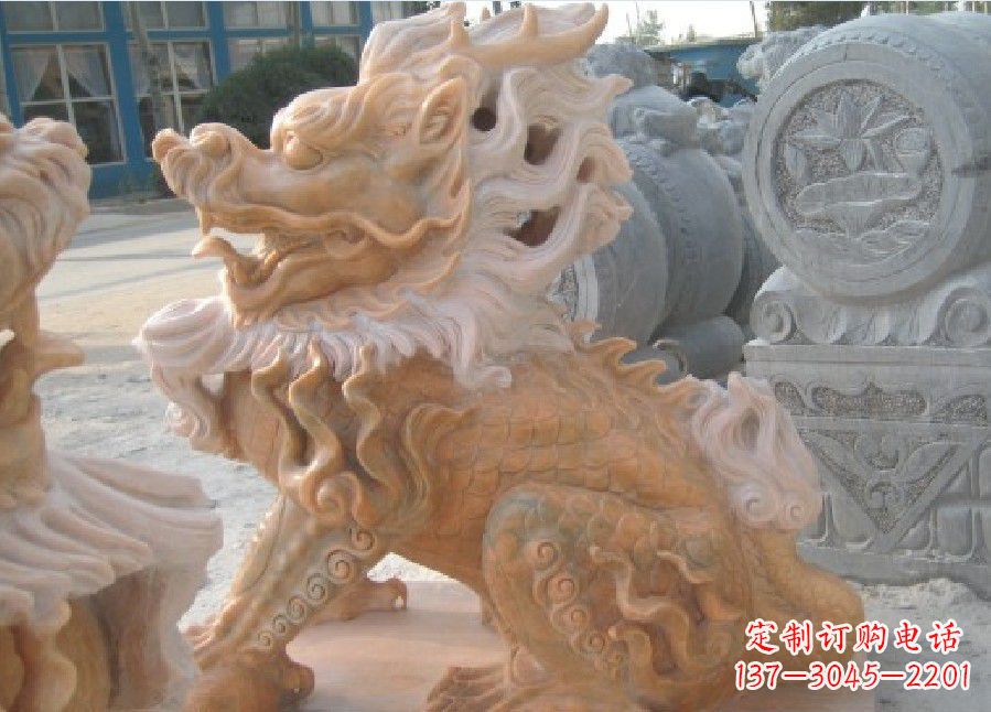 潍坊晚霞红神兽麒麟雕塑