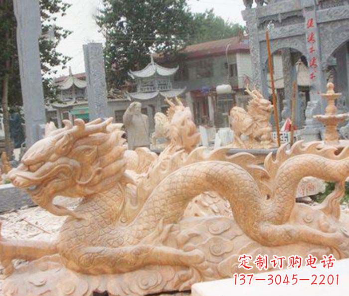 潍坊晚霞红生肖龙石雕