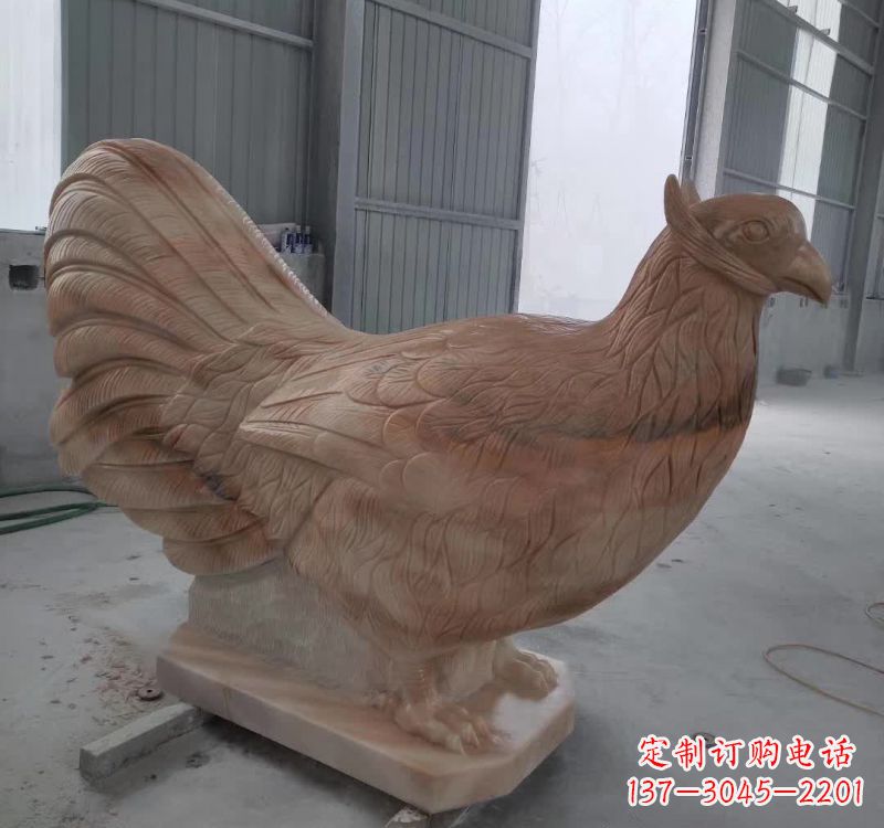 潍坊晚霞红石雕母鸡