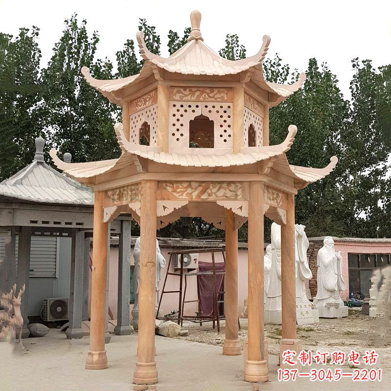 潍坊晚霞红双层石凉亭