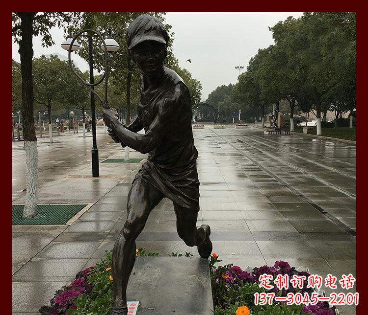 潍坊网球运动人物铜雕