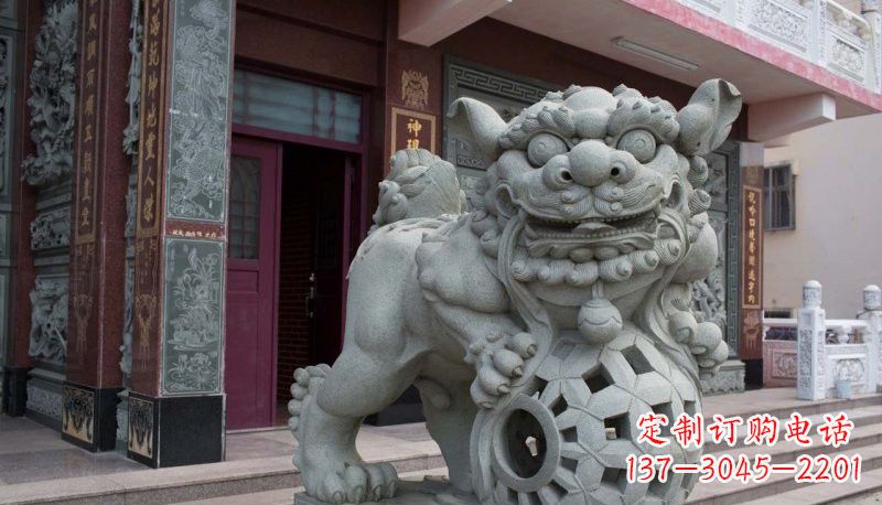 潍坊网球狮石雕南方狮子雕塑