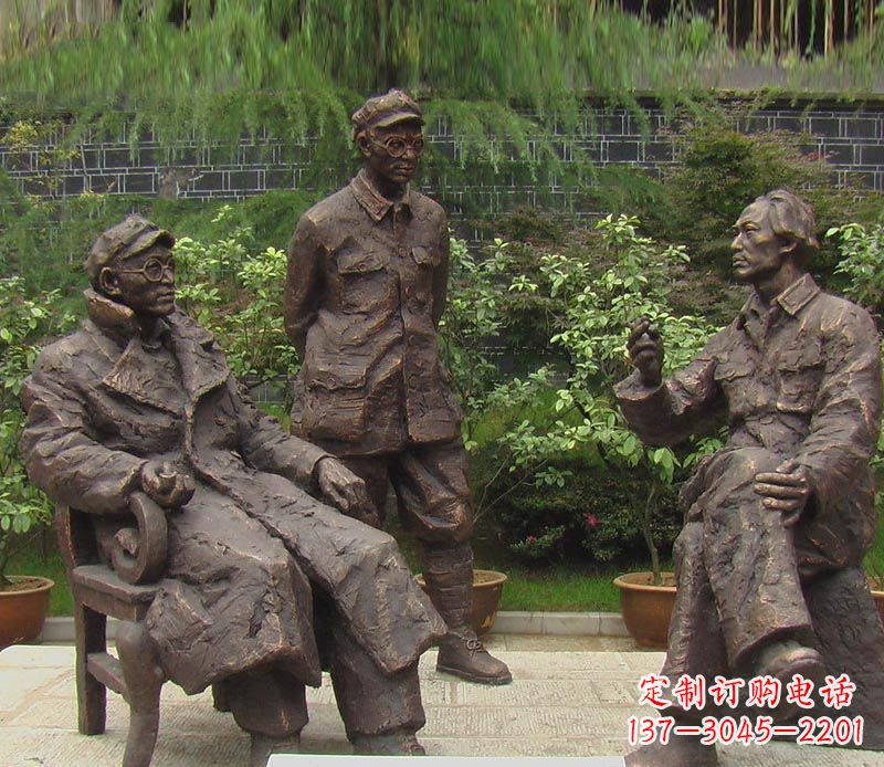 潍坊伟人毛泽东刘伯承铜雕 