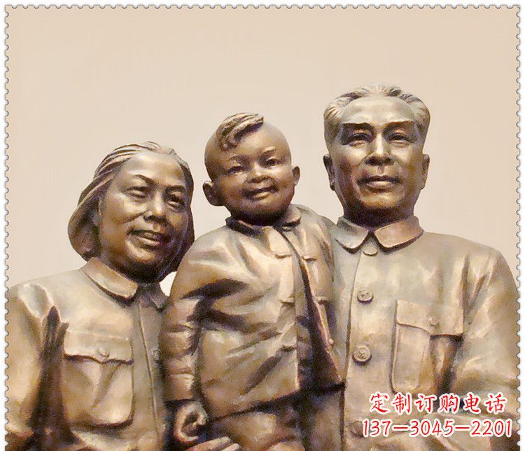 潍坊伟人周恩来一家铜雕