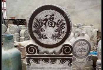 潍坊青石凤凰浮雕抱鼓石，精致历久弥新
